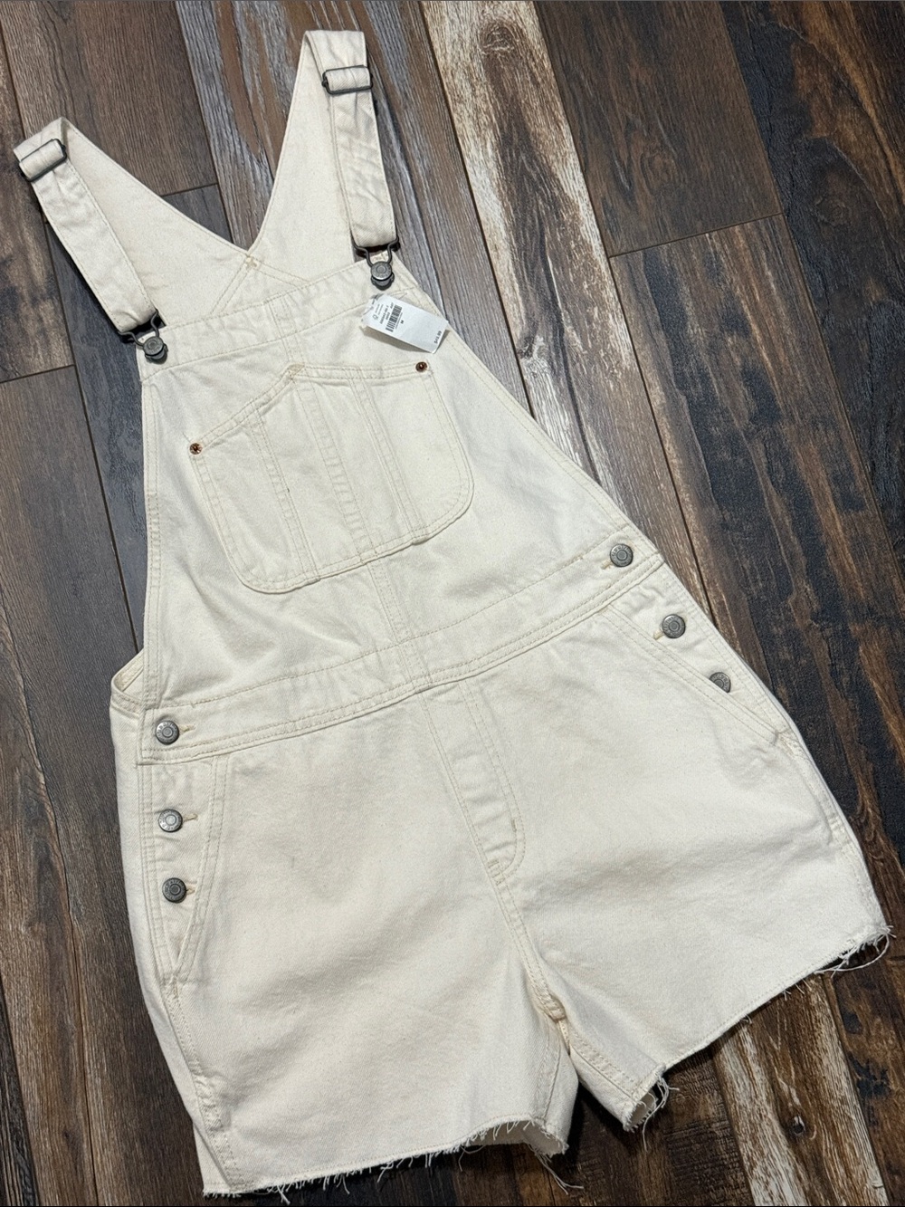 Women's Cream Denim Short Overalls